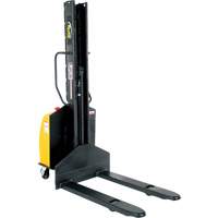 Narrow Mast Powered Lift Stacker, Electric Operated, 1500 lbs. Capacity, 118" Max Lift LV586 | Stor-it Systems