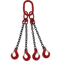 &eacute;lingue en chaîne, chaîne Calibre 80, Quadruple branches, crochets Oblong et &eacute;chappement, 9/32" x 5' Stor-it Systems