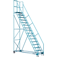 Escabeau roulant certifi&eacute; par la CSA avec pied verrouillable, 16 marches, Largeur de la marche 30", Hauteur de la plateforme 144", Acier Stor-it Systems