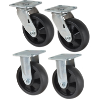 Caster Set, Rigid/Swivel, 6" (152.4 mm), Nylon, 2400 lbs. (1089 kg.) Stor-it Systems