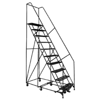 All Directional Ladders, 10 Steps, 24" Step Width, 100" Platform Height, Steel Stor-it Systems
