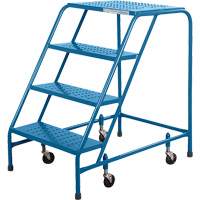Rolling Step Ladder with Locking Step, 4 Steps, 22" Step Width, 37" Platform Height, Steel MH279 | Stor-it Systems