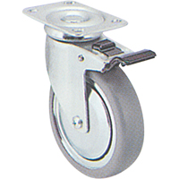 Roulette zingu&eacute;e, Pivotant avec frein, 4" (101,6 mm), Caoutchouc, 200 lb (91 kg) Stor-it Systems