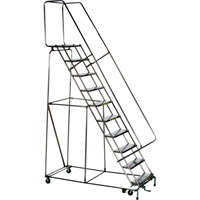 &eacute;chelles roulantes &agrave; marche verrouillable, 5 marches, Largeur de la marche 24", Hauteur de la plateforme 50", Acier inoxydable Stor-it Systems