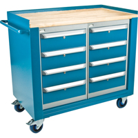 Industrial Duty Mobile Service Workbenches, Wood Surface Stor-it Systems