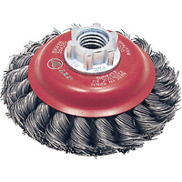 BK420T Knot Twisted Conical Brush, 4" Dia., 0.02" Fill, 5/8"-11 Arbor, Steel Stor-it Systems