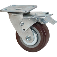 Roulette, Pivotant avec frein, 5" (127 mm), Polyur&eacute;thane, 650 lb (294 kg) Stor-it Systems