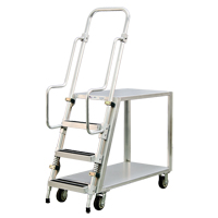 Aluminum Stock Picking Ladder Cart, Aluminum, 22" W x 51-1/2" D, 2 Shelves, 800 lbs. Capacity MO458 | Stor-it Systems