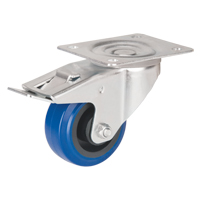 Blue Caster, Swivel with Brake, 3" (76 mm), Rubber, 285 lbs. (129 kg.) MO513 | Stor-it Systems