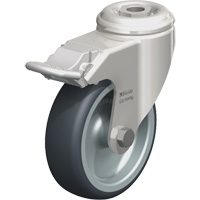 Stainless Steel Thermoplastic Elastomer Caster, Swivel with Brake, 4" (102 mm) Dia., 240 lbs. (108 kg.) Capacity Stor-it Systems