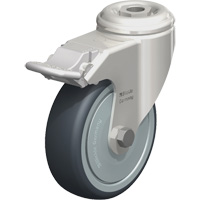 Stainless Steel Thermoplastic Elastomer Caster, Swivel with Brake, 4" (102 mm) Dia., 240 lbs. (108 kg.) Capacity Stor-it Systems