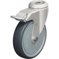 Stainless Steel Thermoplastic Elastomer Caster, Swivel with Brake, 5" (127 mm) Dia., 265 lbs. (120 kg.) Capacity MO693 | Stor-it Systems