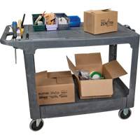 Flat-Shelf Utility Service Cart, 2 Tiers, 25-1/4" x 32-1/4" x 44", 550 lbs. Capacity Stor-it Systems