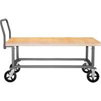 Adjustable Wood Deck Platform Truck, 48" L x 24" W, 1800 lbs. Capacity, Mold-on Rubber Casters MP759 | Stor-it Systems