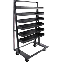 Single-Sided Heavy Duty A-Frame Cart with 6 Lipped Trays, 38" x 25" x 63", 2500 lbs. Capacity Stor-it Systems