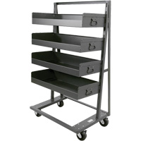 Single-Sided Heavy Duty A-Frame Cart with 4 Large Lipped Trays, 38" x 25" x 63", 2500 lbs. Capacity Stor-it Systems