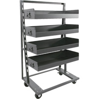 Single-Sided Heavy Duty A-Frame Cart with 4 Large Lipped Trays, 38" x 25" x 63", 2500 lbs. Capacity Stor-it Systems