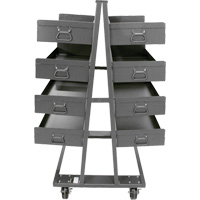 Double-Sided Heavy Duty A-Frame Cart with 8 Large Lipped Trays, 38" x 30" x 63", 2500 lbs. Capacity Stor-it Systems