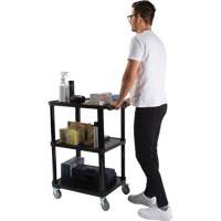 Utility Cart with Flat Shelf, 3 Tiers, 18-1/8" x 37-3/8" x 27-3/4", 330 lbs. Capacity Stor-it Systems
