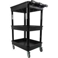 Utility Cart with Deep Lip Shelf, 3 Tiers, 19" x 39-1/2" x 28-1/4", 330 lbs. Capacity Stor-it Systems