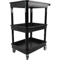 Utility Cart with Deep Lip Shelf, 3 Tiers, 19" x 39-1/2" x 28-1/4", 330 lbs. Capacity Stor-it Systems