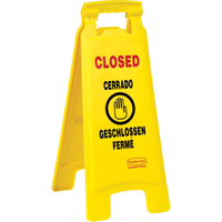 Closed Safety Signs, Quadrilingual with Pictogram Stor-it Systems