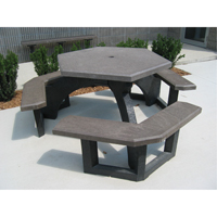 Tables de pique-nique hexagonales en plastique recyclé, 78" lo x 78" la, Brun NJ132 | Stor-it Systems
