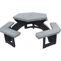Recycled Plastic Hexagon Picnic Tables, 78" L x 78" W, Grey Stor-it Systems