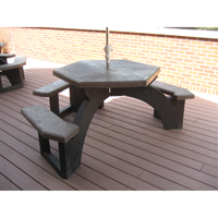 Recycled Plastic Hexagon Picnic Tables, 78" L x 78" W, Brown Stor-it Systems