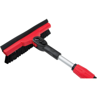 Snow Brush With Pivot Head, Telescopic, Rubber Squeegee Blade, 52" Long, Black/Red NJ144 | Stor-it Systems