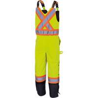 5041BB Pantalon &agrave; bretelles matelass&eacute; imperm&eacute;able, Polyester, Grand, Jaune lime haute visibilit&eacute; Stor-it Systems