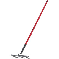Level Rake, Fibreglass Handle, 14" W, Forged Steel Blade, 14 Tines NO795 | Stor-it Systems