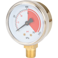 Brass Gauge, 2" , 30 psi, Bottom Mount, Analogue NT618 | Stor-it Systems