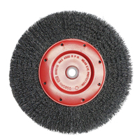 Economy Crimped Wire Wheel Brushes - Narrow Face, 6" Dia., 0.014 Fill, 2" Arbor NU096 | Stor-it Systems
