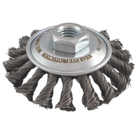 Brosses soucoupes &agrave; fils nou&eacute;s, Dia. 4", Fils 0,02", Arbre 5/8"-11, Acier Stor-it Systems