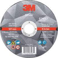 Silver Cut-Off Wheel, 5" x 0.045", 7/8" Arbor, Type 1, Ceramic, 12250 RPM NV204 | Stor-it Systems