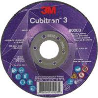 Cubitron™ 3 Depressed Centre Grinding Wheel, 4-1/2" x 1/4", 7/8" arbor, Ceramic, Type T27 NY530 | Stor-it Systems