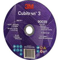 Meule &agrave; tronçonner Cubitron 3, 7" x 0,09", Arbre de 7/8", Type T27, C&eacute;ramique, 8500 Tr/min Stor-it Systems