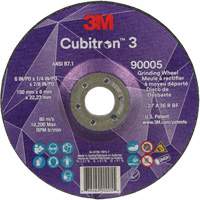 Cubitron™ 3 Depressed Centre Grinding Wheel, 6" x 1/4", 7/8" arbor, Ceramic, Type T27 NY562 | Stor-it Systems