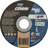 Meule &agrave; tronçonner pour coupe &agrave; angle droit RightCut Gemini, 4-1/2" x 0,045", Arbre de 7/8", Type 01/41, Oxyde d'aluminium, 13580 Tr/min Stor-it Systems