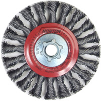 Full Cable Twist Wire Wheel, 4" Dia., 0.02" Fill, 5/8"-11 Arbor, Steel NZ796 | Stor-it Systems