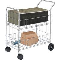 Wire Mail Cart, 200 lbs. Capacity, Chrome, 19" D x 30" L x 39-1/4" H, Chrome Plated OB185 | Stor-it Systems