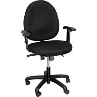 Chaise de dactylo ergonomique avec dossier moyen de série 900, À dessin, Ajustable, 22", Tissu Siège, Noir ON565 | Stor-it Systems