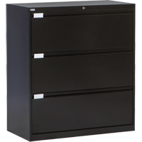 Lateral Filing Cabinet, Steel, 3 Drawers, 36" W x 18" D x 40-1/16" H, Black OP216 | Stor-it Systems