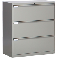 Lateral Filing Cabinet, Steel, 3 Drawers, 36" W x 18" D x 40-1/16" H, Grey OP218 | Stor-it Systems