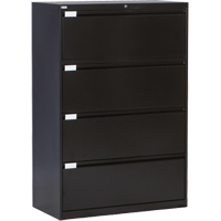 Lateral Filing Cabinet, Steel, 4 Drawers, 36" W x 18" D x 53-3/8" H, Black OP219 | Stor-it Systems