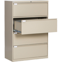 Lateral Filing Cabinet, Steel, 4 Drawers, 36" W x 18" D x 53-3/8" H, Beige OP220 | Stor-it Systems