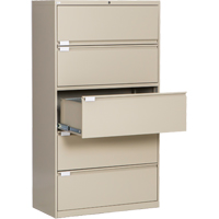 Lateral Filing Cabinet, Steel, 5 Drawers, 36" W x 18" D x 65-1/2" H, Beige OP223 | Stor-it Systems