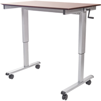 Adjustable Stand-Up Workstations, Stand-Alone Desk, 48-1/2" H x 59" W x 29-1/2" D, Walnut OP283 | Stor-it Systems