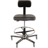 Chaise ergonomique industrielle TF160<sup>MC</sup>, Mobile, Ajustable, 20-1/2" - 28-1/2", Vinyle Siège, Noir/gris OP491 | Stor-it Systems